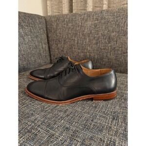 Warfield & Grand Mens Black Leather Cap Toe Oxford Dress Shoes Size 9